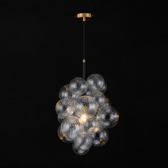 Modern Minimalist Cluster Grape Style Ribbed Glass Chandelier Pendant Light for Dining Room/ Living Room/ Kid's Bedroom