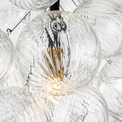 Modern Minimalist Cluster Grape Style Ribbed Glass Chandelier Pendant Light for Dining Room/ Living Room/ Kid's Bedroom