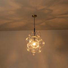 Modern Minimalist Cluster Grape Style Ribbed Glass Chandelier Pendant Light for Dining Room/ Living Room/ Kid's Bedroom