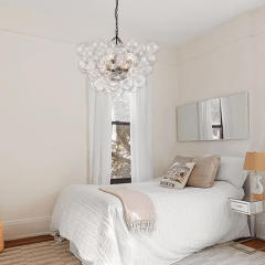 Black Glam Modern Bubble Chandelier Sputnik Cluster Glass Hanging Light Fixture for Dining Room Living Room Bedroom