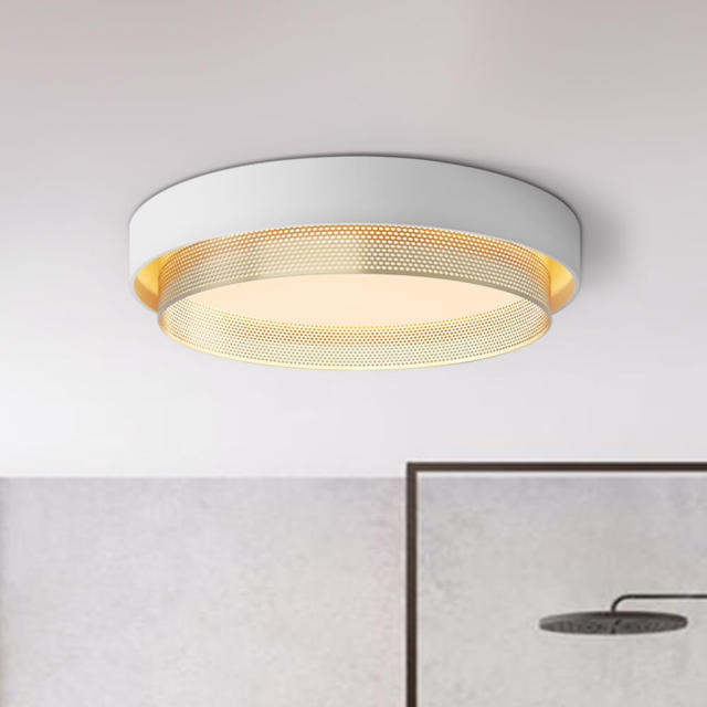 Minimalist Modern Circular Round Shape LED Hollow Flush Mount Ceiling Light for Living Room Hallway Home Office