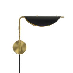Adjustable Modern Contemporary Brass Black Swing Arm Wall Sconce for Bedroom Bedside Living Room
