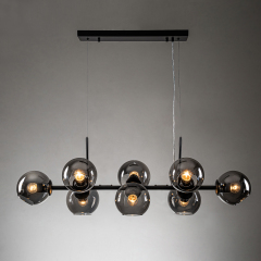 8-Light Modern Glam Branching Black Glass Shade Chandelier