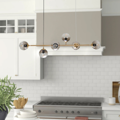 6-Light Linear Glass Globe Chandelier