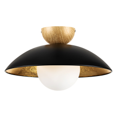 Modern Round LED Flush Mount Ceiling Light in Wood Grain Finish
