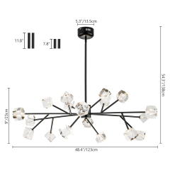 18 Light Glam Modern Linear Clear Crystal Chandelier