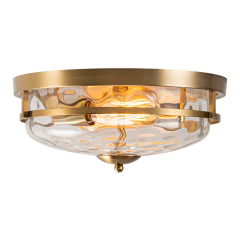 Modern Farmhouse 2-Light Hammer Glass Shaded Round Ceiling Light