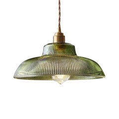 Modern Farmhouse 1-Light Wide Edge Ribbed Dome Shape Glass Pendant Light