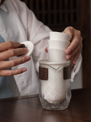 Convenient travel tea set glass ceramic teapot simple office teapot three cup suit