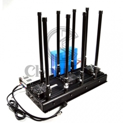 8 Bands High Power Cell Phone Signal Jammer 3G 4G WIFI Blocker 130 Watt UAV Drone Signal Jammer up to 300m