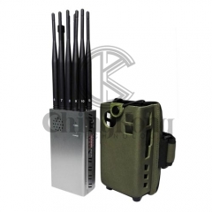 The Latest 10 Antennas Plus Portable Mobile Phone Signal Jammer LOJACK GPS Wi-Fi Signal Blocker Bigger Hot Sink & Battery 7Watt Jamming up to 20m