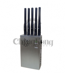 Handheld 5 Antennas Cell Phone WIFI GPS Jammer, Block 2g/3G/4G or GPS WIFI Signals,