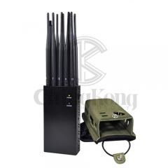 The Latest 10 Antennas Plus Portable Mobile Phone Signal Jammer LOJACK GPS Wi-Fi Signal Blocker Bigger Hot Sink & Battery 7Watt Jamming up to 20m