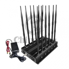 Multifunction 12 Antennas Mobile Phone Signal Jammer For 3G 4G Wi-Fi GPS LOJACK,Adjustable Output power 36 Watt Shielding Radius Up to 40m