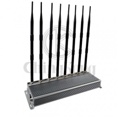 New powerful cellphone WIFI signal jammer with 8 Antennas indoor using adjustable 46W output power jamming up to 60m