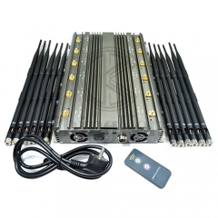 New powerful wireless signal jammer with 12 Antennas output power 70W jamming up to 60m Remote control Turu ON/OFF