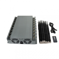 110W 16 Antennas Desktop 5G Jammer 80 Meters For 5GLTE 4G LORA Wi-Fi GPS LOJACK With Infrared Remote Control Turn ON /OFF Power