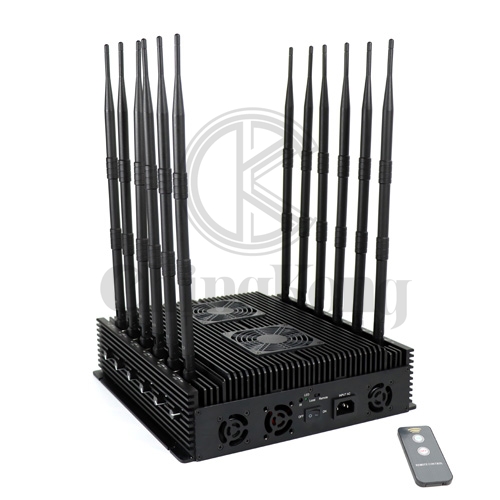 90 Watts Powerful Mobile Phone 4G 5G signal jammer with 12 Antennas jamming up to 80m Remote control Turu ON/OFF