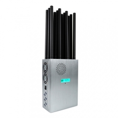 New 37 Watts Handheld 12 Antennas 5G Cellphone Signal Jammer up to 40m with Nylon Cover and LCD Dispaly