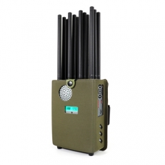 New 37 Watts Handheld 12 Antennas 5G Cellphone Signal Jammer up to 40m with Nylon Cover and LCD Dispaly