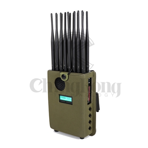 New Handheld 16 Bands Cell Phone Signal Jammer With LCD Display, Nylon Cover Portable Blocking 5G 4G 3G 2G Wi-Fi LOJACK GPS,16Watt Jamming up to 20m