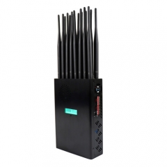 New Handheld 16 Bands Cell Phone Signal Jammer With LCD Display, Nylon Cover Portable Blocking 5G 4G 3G 2G Wi-Fi LOJACK GPS,16Watt Jamming up to 20m