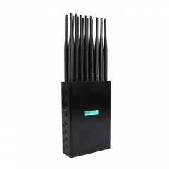 New Handheld 16 Bands Cell Phone Signal Jammer With LCD Display, Nylon Cover Portable Blocking 5G 4G 3G 2G Wi-Fi LOJACK GPS,16Watt Jamming up to 20m