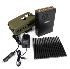 New Handheld 16 Bands Cell Phone Signal Jammer With LCD Display, Nylon Cover Portable Blocking 5G 4G 3G 2G Wi-Fi LOJACK GPS,16Watt Jamming up to 20m