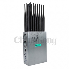 World First Handheld 24 Antennas Wireless Signal Jammer With LCD Display and Nylon Cover, 24 Watt Blocking 4G 5G Wi-Fi GPS up to 25m