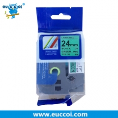 10PK EUCCOI TZe-751 Black on Green Standard Laminated Label Tape Cassette