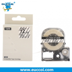 EUCCOI LC-4TBN9 LK-4TBW (ST12KW) Black on Clear 1/2" X 26.2'(12mm x 8M) Strong Adhesive Label Tape Cartridge