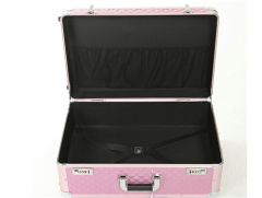 Pink  Aluminum Cosmetic Beauty Case Organizer Drawer Box