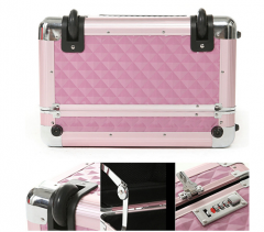 Pink  Aluminum Cosmetic Beauty Case Organizer Drawer Box