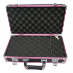 PINK Aluminum display CASE WITH FOAM Case HUNT TRAVEL CASE