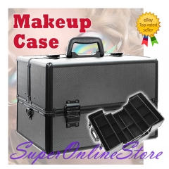 2019 Multi-functional double layer black cosmetic train case