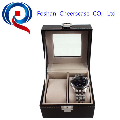 Black leather watch storage case watch box luxury