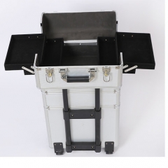 Hot sale professional aluminum trolley case beauty case cosmetic display case