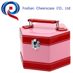 Custom pink Jewelry box travel,jewelry train case,foam jewellery box