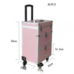 Diamond Pattern Professional Makeup Artist Rolling Cosmetic Organizer Trolley Case