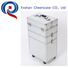 Hot sale professional aluminum trolley case beauty case cosmetic display case