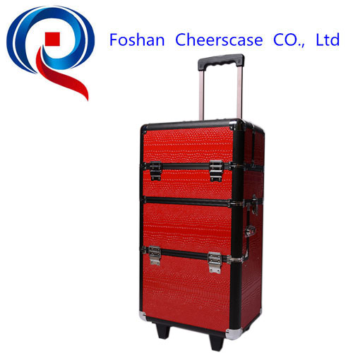 2019 new design trolley beauty cosmetics case with wheels