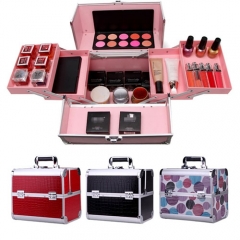 Professional fashion portable women girl travel cosmetic makeup train case