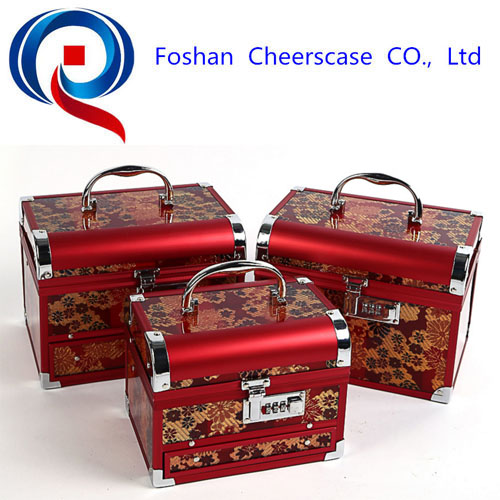 custom aluminum durable  cosmetic case with drawers