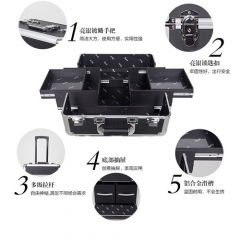 new design Aluminum make up trolley beauty case in black ,china aluminum cases trolley beauty case ,size :620*330*200MM