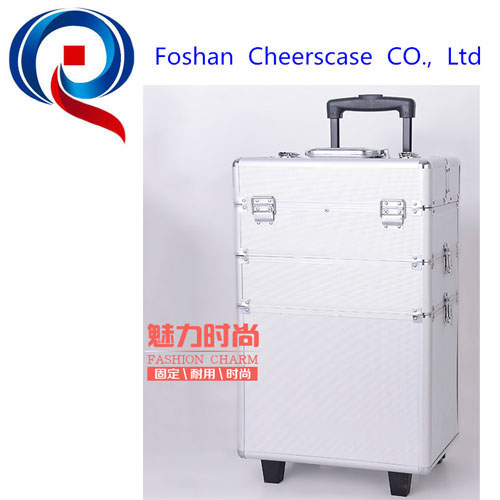 Aluminium Hairdressing Salon Makeup Beauty Box Nail Carry Case Cosmetics Trolley Case