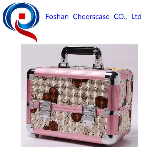 Cute Lighted Makeup Case with Mirror Professional Cosmetic Makeup Train Case