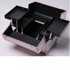 Professional light weight easy carrying aluminum frame beauty vanity make up cosmetic display box case with trays locks