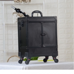 Professional PVC trolley makeup case with drawers and divider campartment for beauty salon