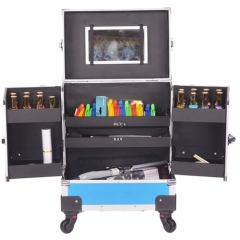 Professional PVC trolley makeup case with drawers and divider campartment for beauty salon