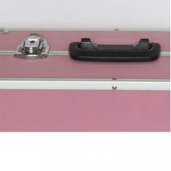 Aluminum pink hard travel makeup train cosmetic vanity box /Professional Portable Makeup case